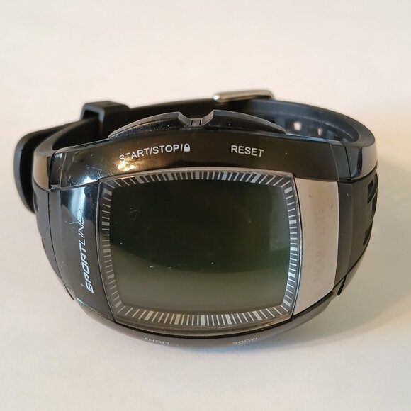 Sportline 1036 Black Heart Rate Monitor Alarm Chronograph Watch Water Resistant - Picture 1 of 12